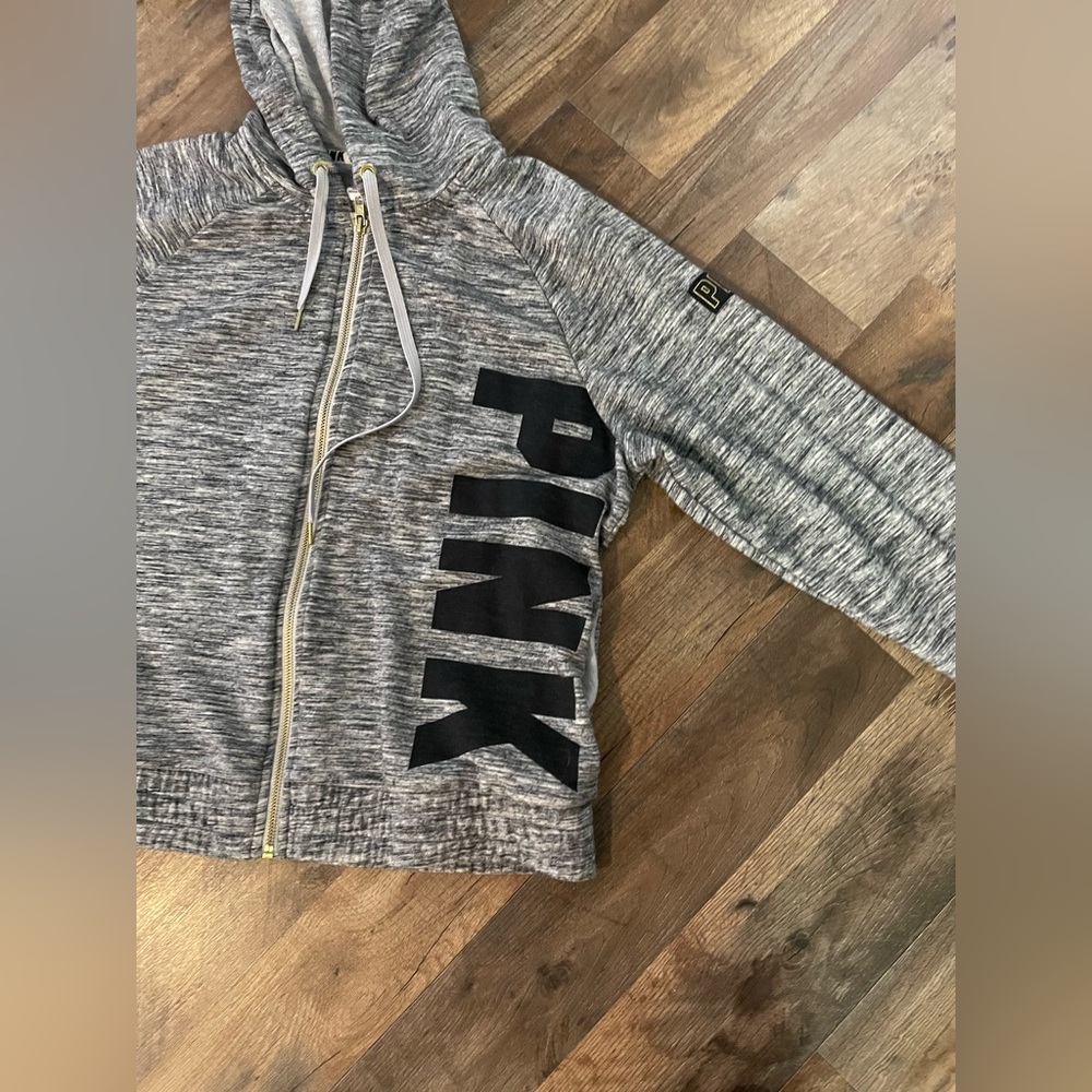 PINK large zipper up hoodie sweat shirt